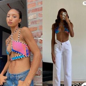 XS Crop Top Tigermist with Tags Never Worn